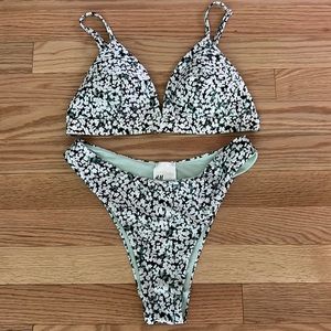 H&M Navy Floral Bikini Set size 4